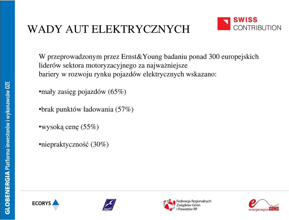 bariery w rozwoju rynku pojazdów elektrycznych wskazano: mały zasięg