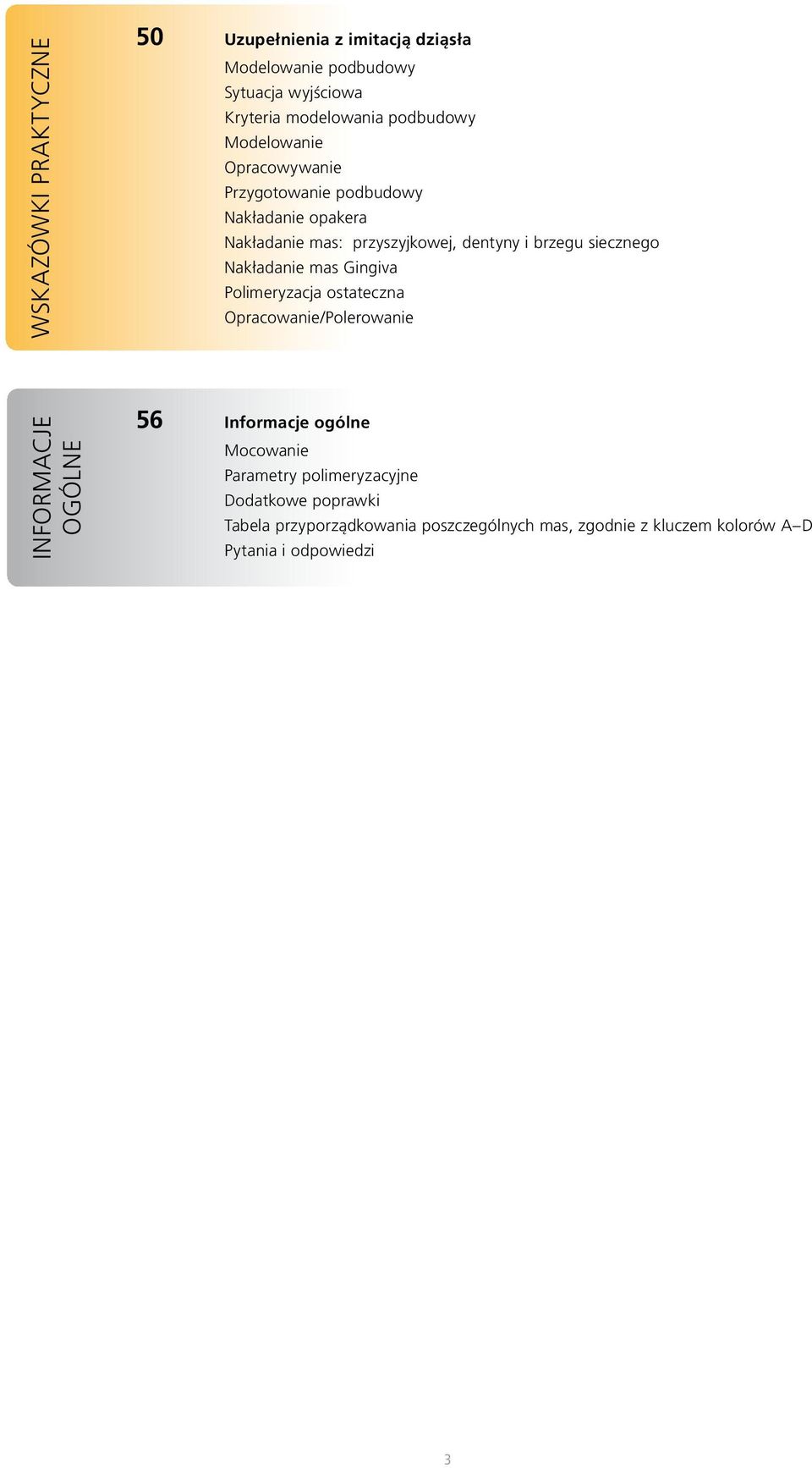 Nak adanie mas Gingiva Polimeryzacja ostateczna Opracowanie/Polerowanie INFORMACJE OGÓLNE 56 Informacje ogólne Mocowanie