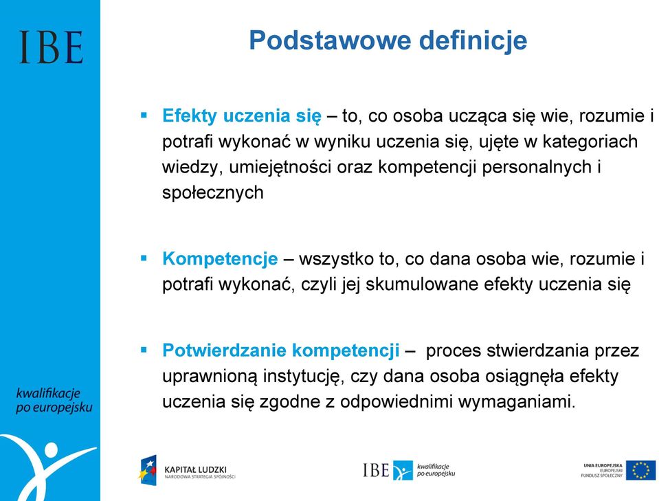 dana osoba wie, rozumie i potrafi wykonać, czyli jej skumulowane efekty uczenia się Potwierdzanie kompetencji proces