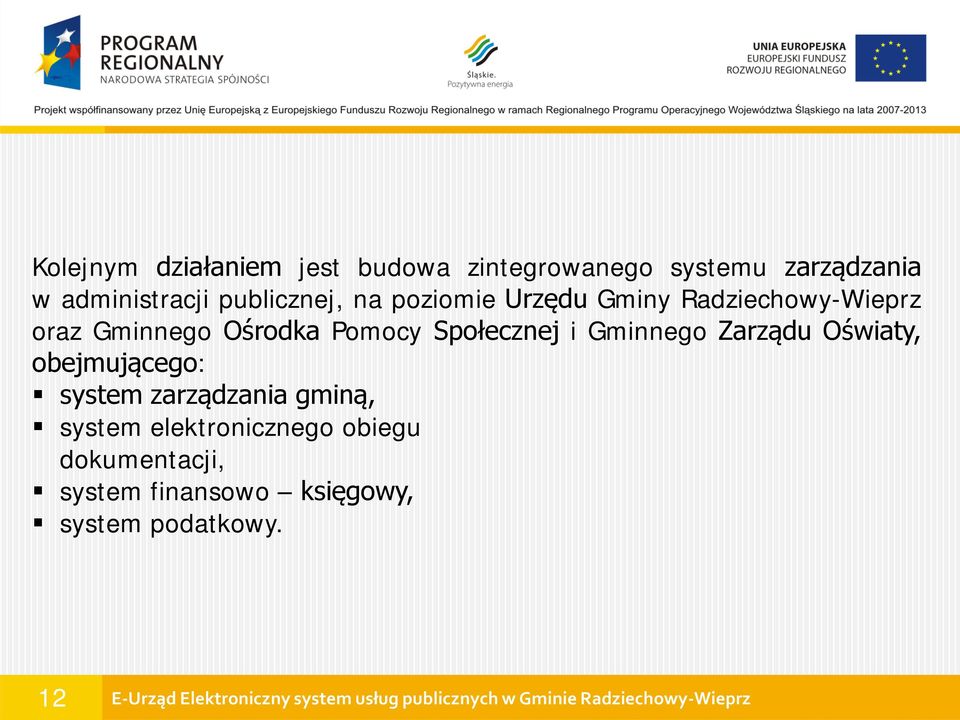 Społecznej i Gminnego Zarządu Oświaty, obejmującego: system zarządzania gminą,