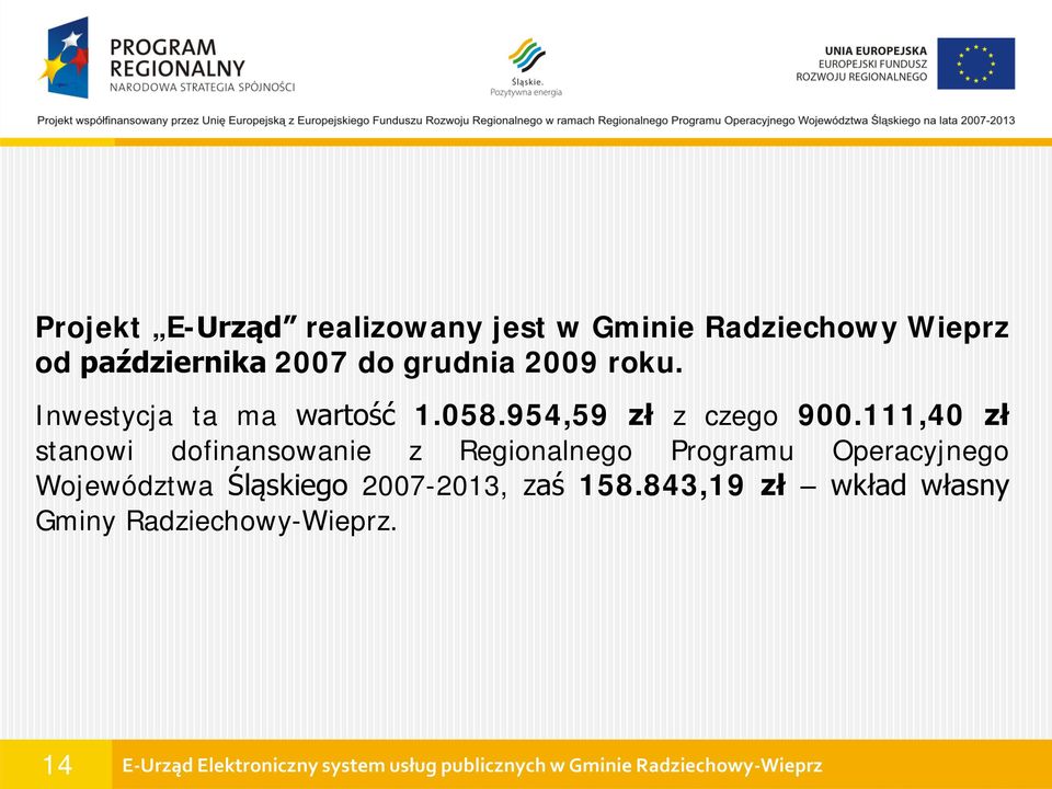 111,40 zł stanowi dofinansowanie z Regionalnego Programu Operacyjnego