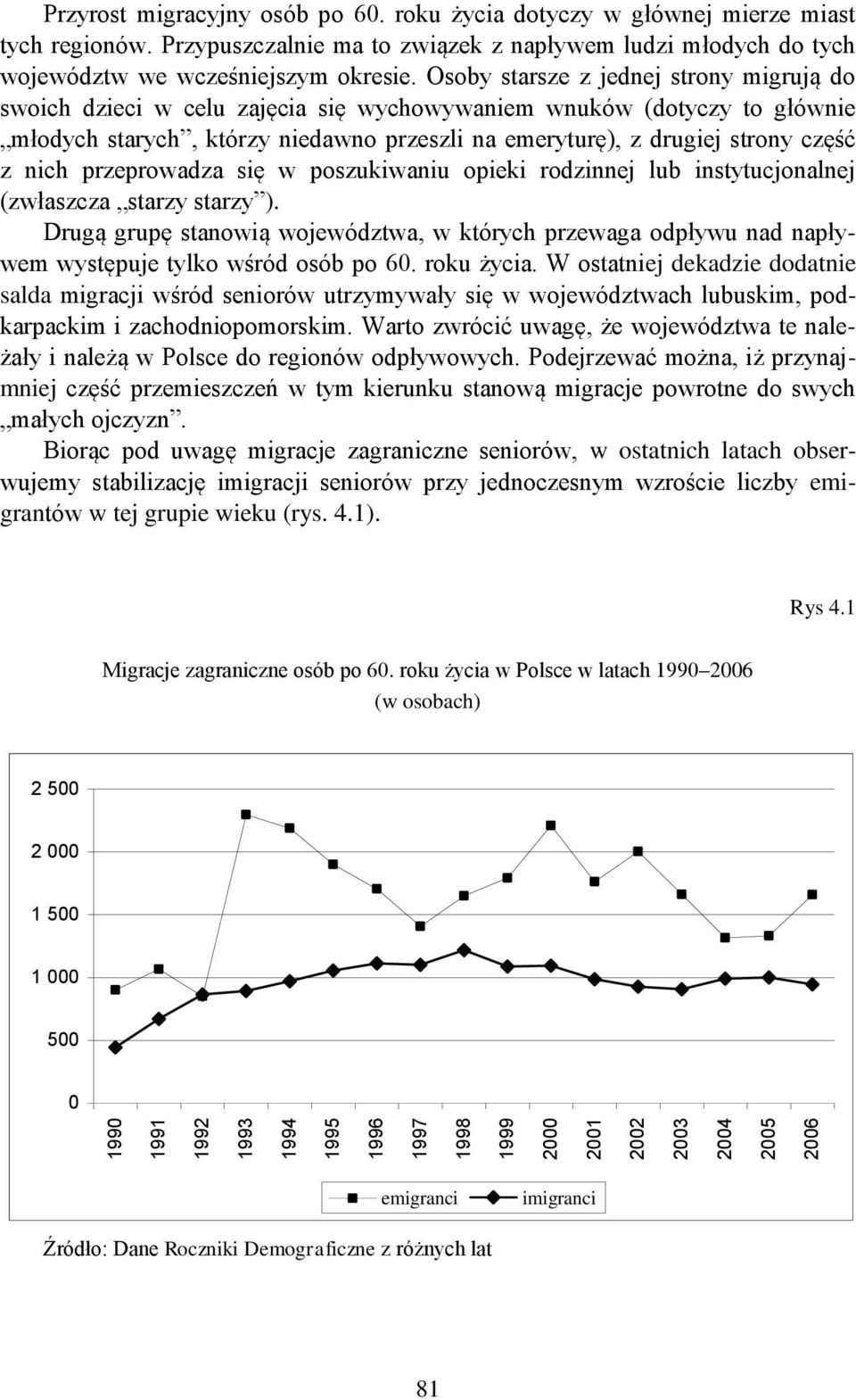 Osoby starsze z jednej strony migrują do swoich dzieci w celu zajęcia się wychowywaniem wnuków (dotyczy to głównie młodych starych, którzy niedawno przeszli na emeryturę), z drugiej strony część z