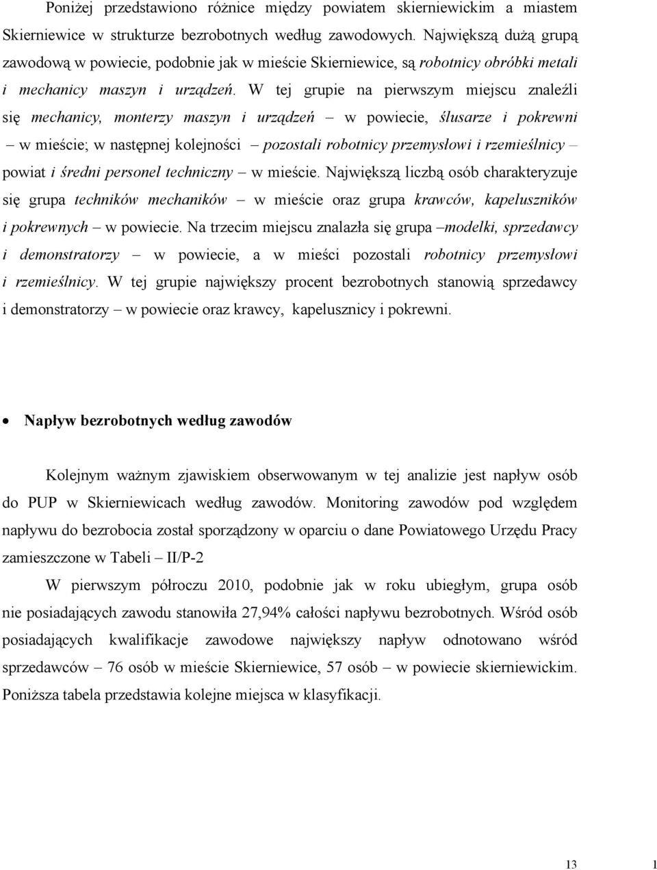 W tej grupie na pierwszym miejscu znaleźli się mechanicy, monterzy maszyn i urządzeń w powiecie, ślusarze i pokrewni w mieście; w następnej kolejności pozostali robotnicy przemysłowi i rzemieślnicy