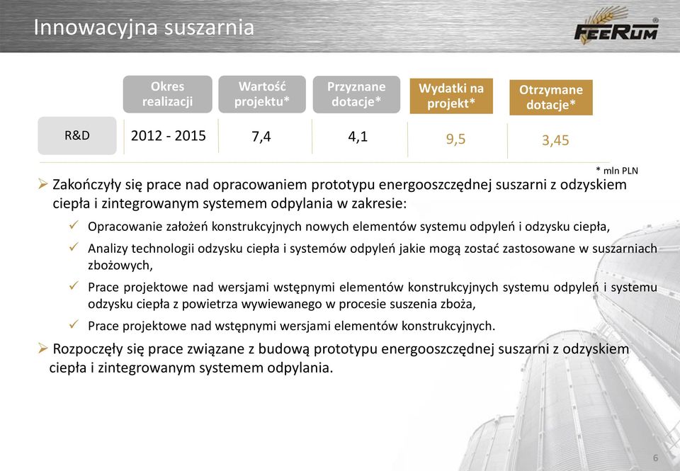 technologii odzysku ciepła i systemów odpyleń jakie mogą zostać zastosowane w suszarniach zbożowych, Prace projektowe nad wersjami wstępnymi elementów konstrukcyjnych systemu odpyleń i systemu