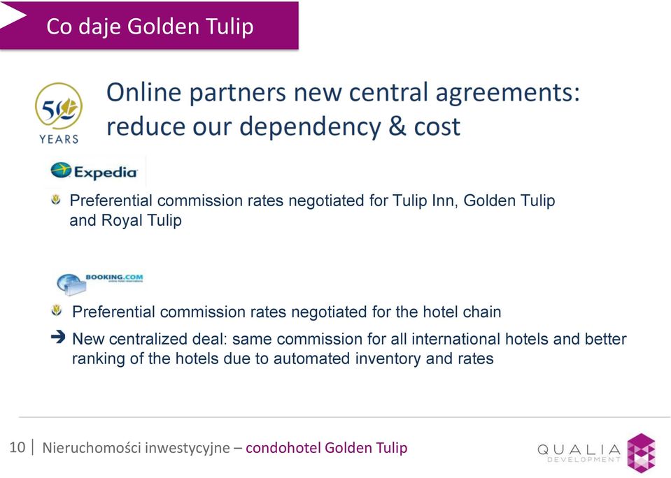 centralized deal: same commission for all international hotels and better ranking of the