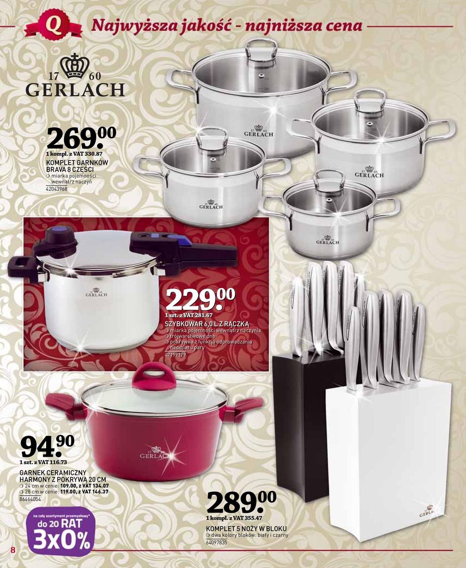 47199179 94. 90 1 szt. z VAT 116.73 GARNEK CERAMICZNY HARMONY Z POKRYWĄ 20 CM 24 cm w cenie: 109.00, z VAT 134.