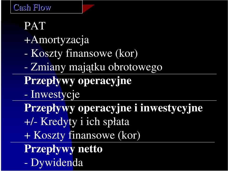 Inwestycje Przepływy operacyjne i inwestycyjne +/-