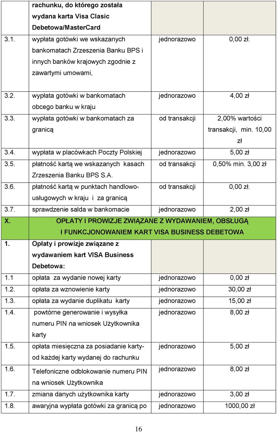 2. wypłata gotówki w bankomatach 4,00 zł obcego banku w kraju 3.3. wypłata gotówki w bankomatach za granicą 2,00% wartości transakcji, min. 10,00 zł 3.4. wypłata w placówkach Poczty Polskiej 5,00 zł 3.