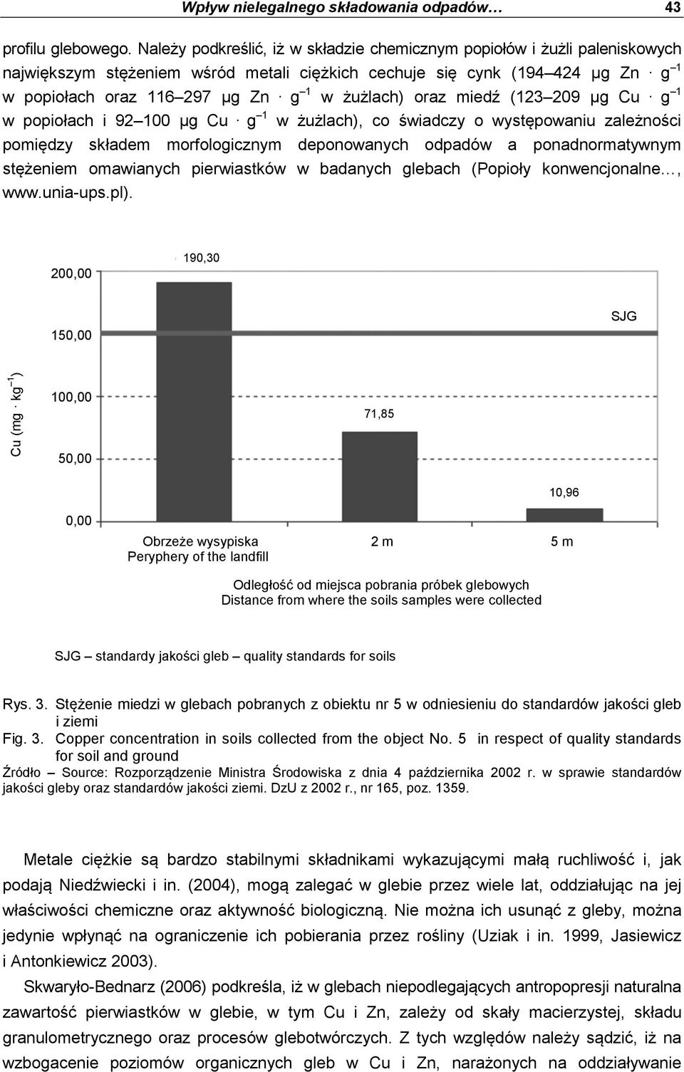 żużlach) oraz miedź (123 209 µg Cu g 1 w popiołach i 92 100 µg Cu g 1 w żużlach), co świadczy o występowaniu zależności pomiędzy składem morfologicznym deponowanych odpadów a ponadnormatywnym