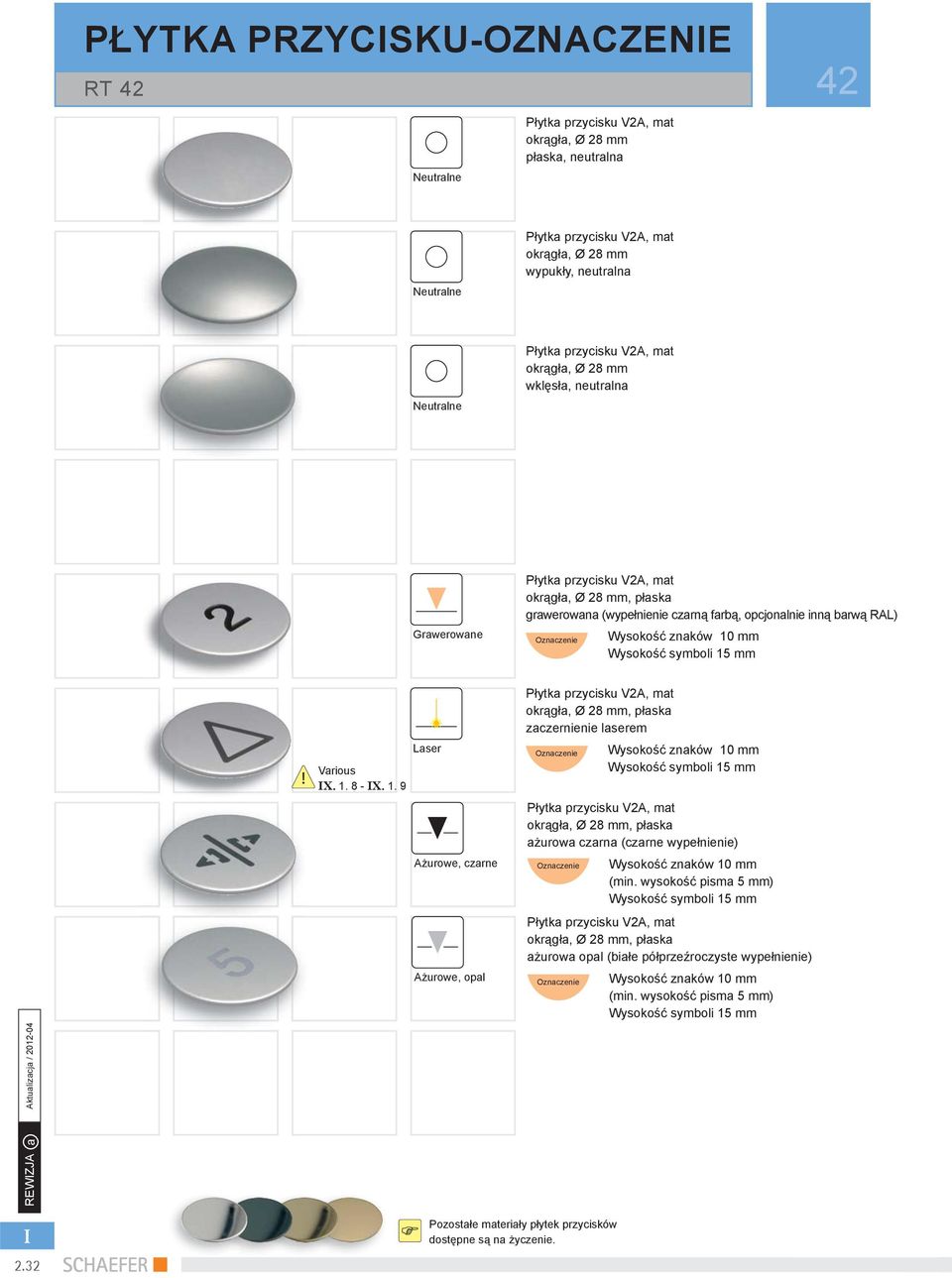 symboli 15 mm Płytka przycisku VA, mat okrągła, Ø 8 mm, płaska zaczernienie laserem! Various X. 1. 8 - X. 1. 9 Laser Wysokość znaków 1 mm Wysokość symboli 15 mm Płytka przycisku VA, mat okrągła, Ø 8 mm, płaska ażurowa czarna (czarne wypełnienie) Ażurowe, czarne Wysokość znaków 1 mm (min.