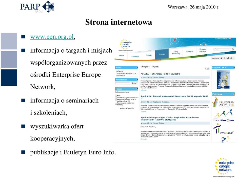 przez ośrodki Enterprise Europe Network, informacja o