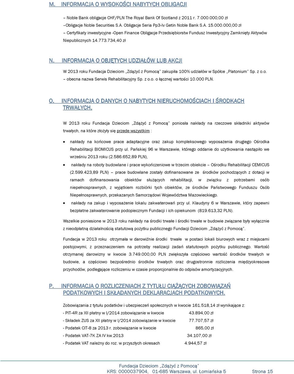 INFORMACJA O 