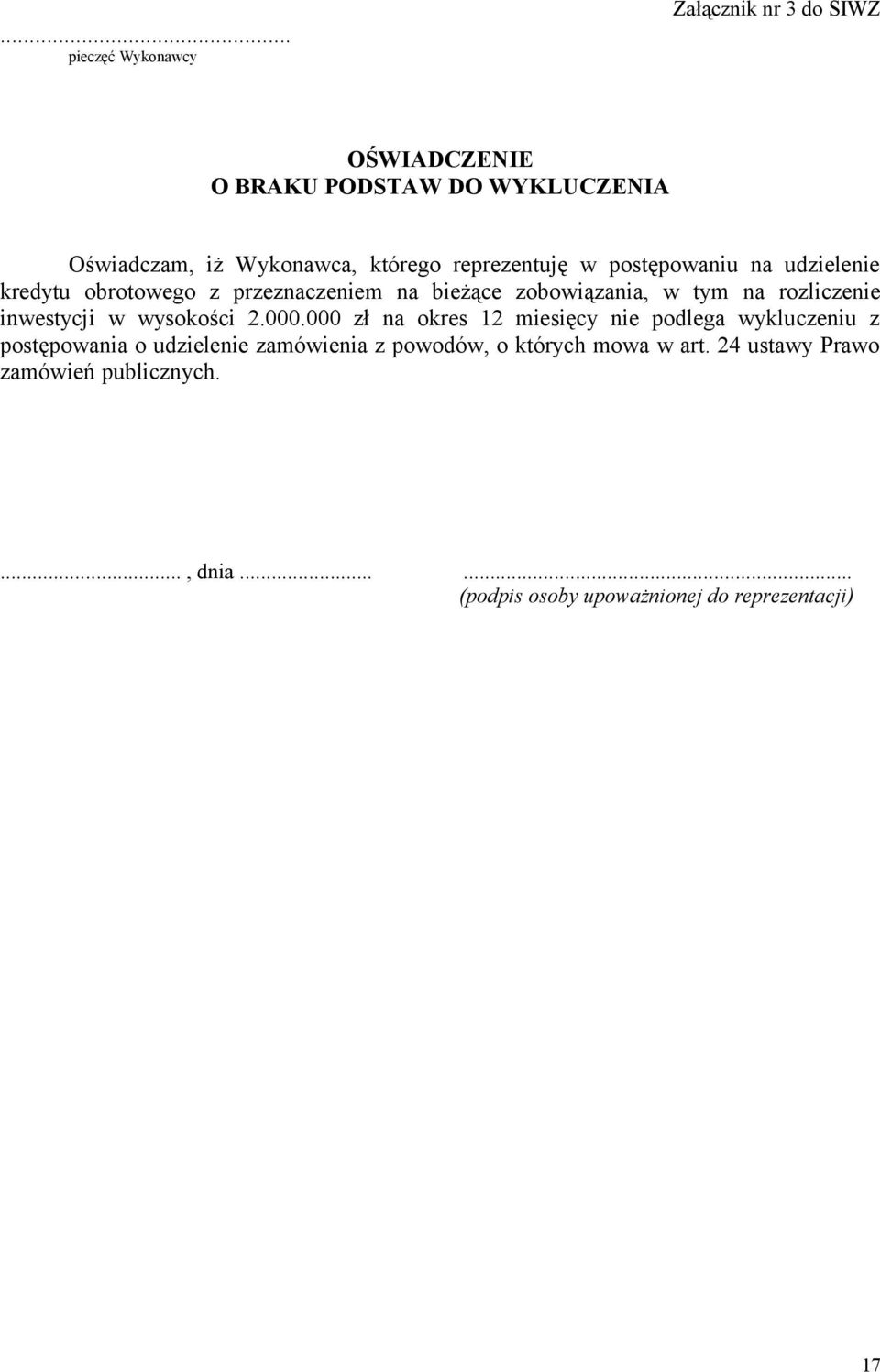 inwestycji w wysokości 2.000.