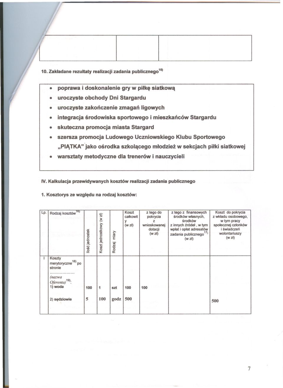 warsztaty metodyczne dla trenerów i nauczycieli IV. Kalkulacja przewidywanych kosztów realizacji zadania publicznego 1. Kosztorys ze wzgledu na rodzaj kosztów: l "O Koszt ot'd Lp..:L.