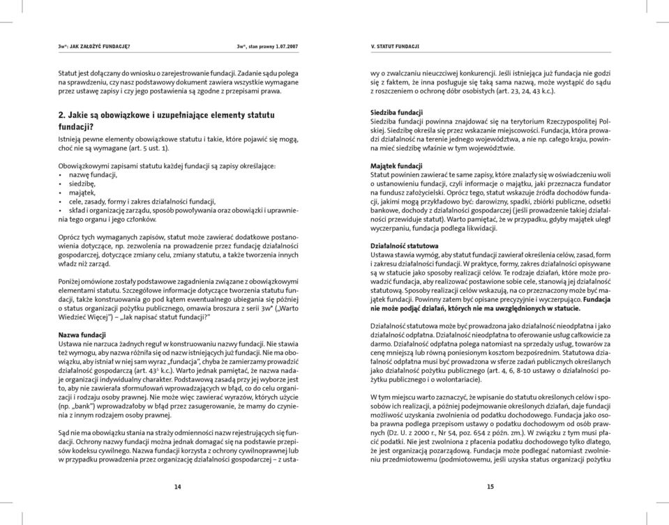Sąd nie ma obowiązku stania na straży odmienności nazw rejestrujących się fundacji. Ochrony nazwy fundacji można jednak domagać się na podstawie przepisów kodeksu cywilnego.