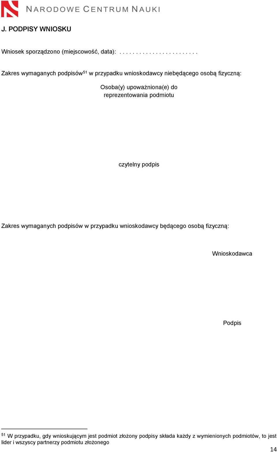 upoważniona(e) do reprezentowania podmiotu czytelny podpis Zakres wymaganych podpisów w przypadku wnioskodawcy będącego