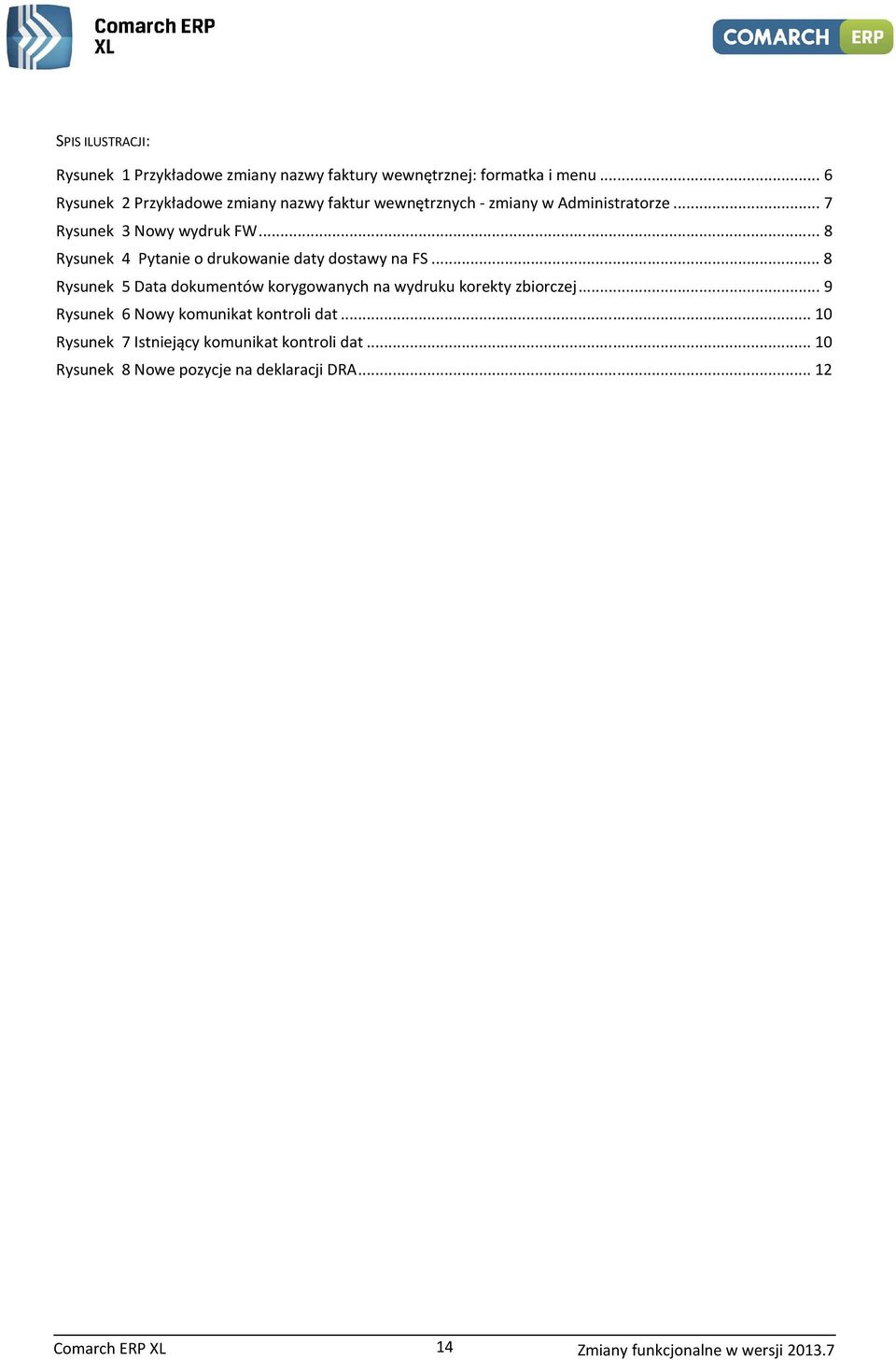 .. 8 Rysunek 4 Pytanie o drukowanie daty dostawy na FS... 8 Rysunek 5 Data dokumentów korygowanych na wydruku korekty zbiorczej.