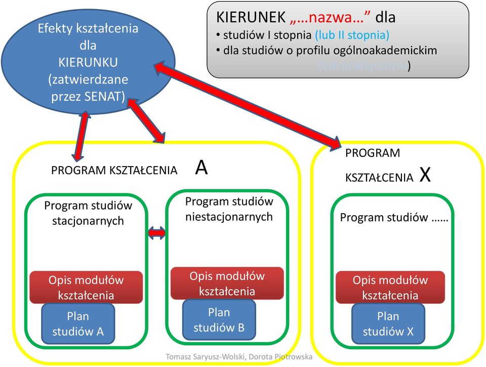 PROGRAM KSZTAŁCENIA X Program studiów stacjonarnych Program studiów niestacjonarnych