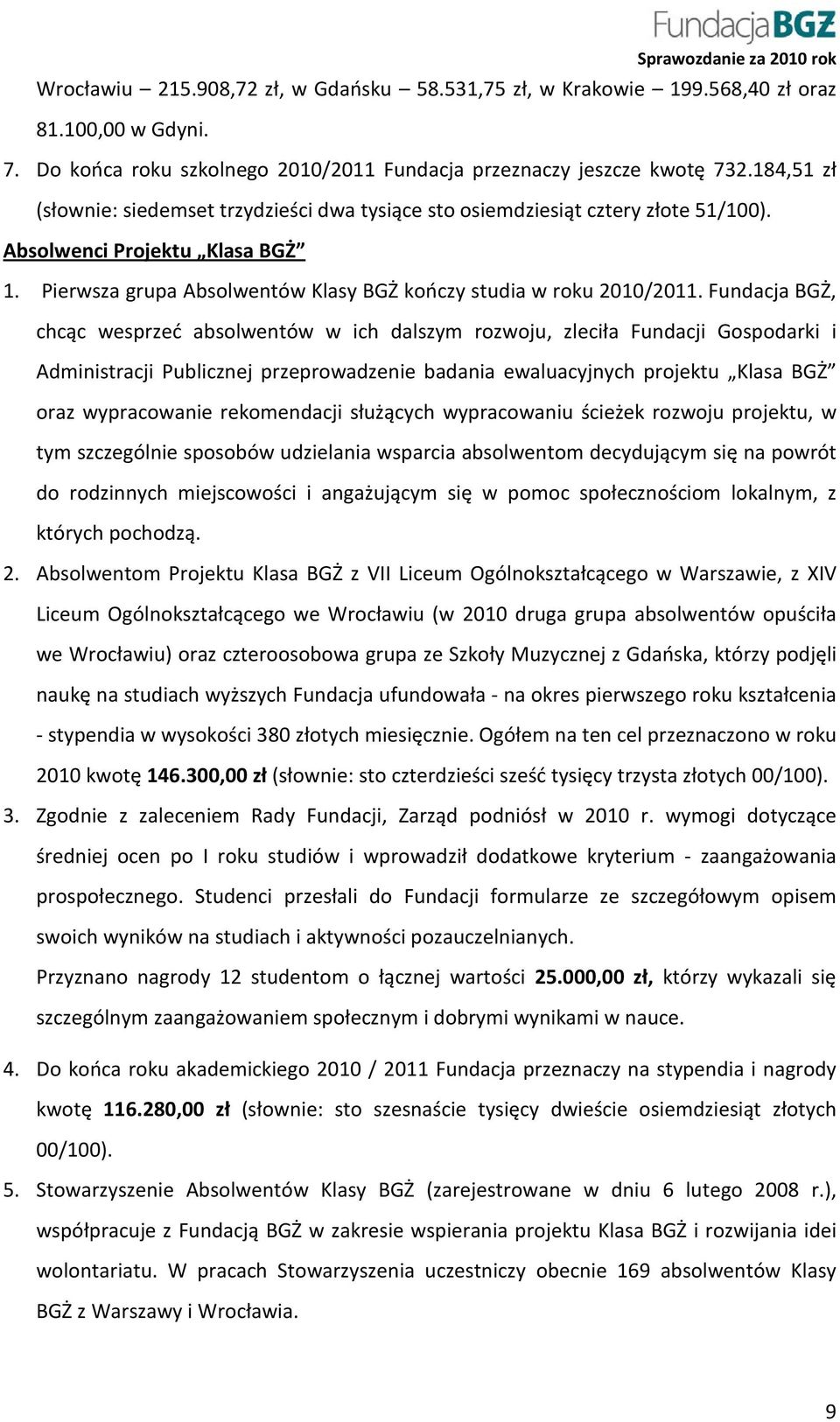 Fundacja BGŻ, chcąc wesprzeć absolwentów w ich dalszym rozwoju, zleciła Fundacji Gospodarki i Administracji Publicznej przeprowadzenie badania ewaluacyjnych projektu Klasa BGŻ oraz wypracowanie
