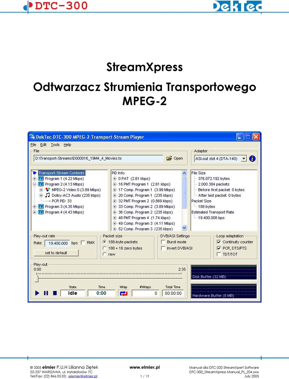 Transportowego MPEG-2 Tel/Fax: