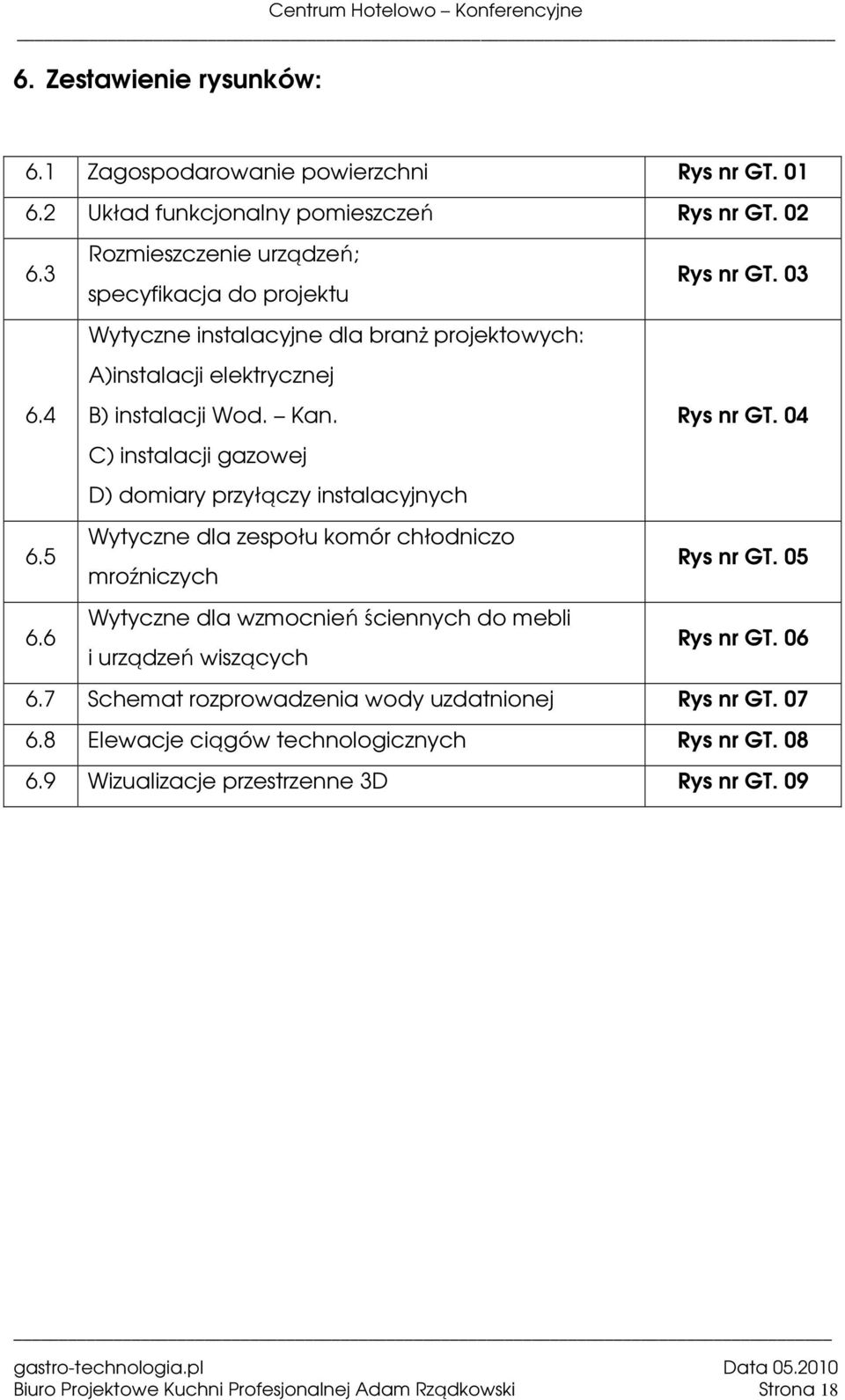 5 Wytyczne dla zespołu komór chłodniczo mroźniczych Rys nr GT. 05 6.6 Wytyczne dla wzmocnień ściennych do mebli i urządzeń wiszących Rys nr GT. 06 6.