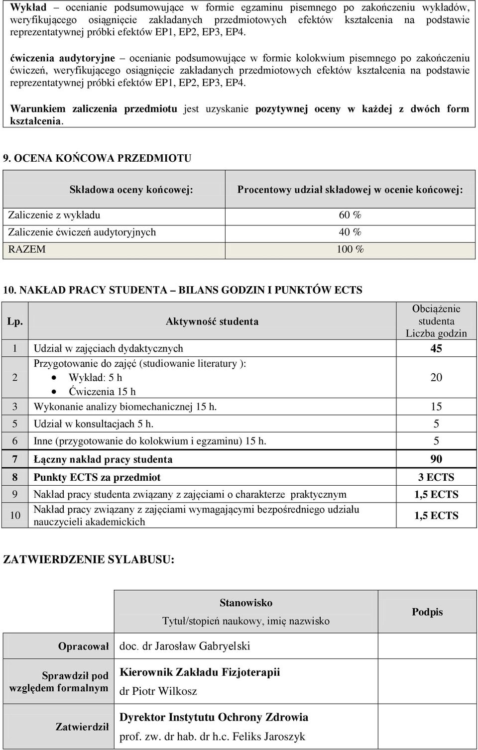 ćwiczenia audytoryjne ocenianie podsumowujące w formie kolokwium pisemnego po zakończeniu ćwiczeń, weryfikującego osiągnięcie zakładanych przedmiotowych efektów kształcenia na podstawie