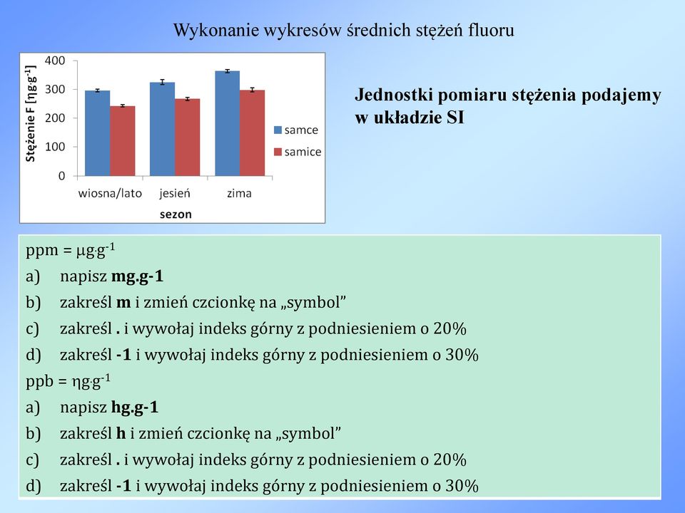 i wywołaj indeks górny z podniesieniem o 20% d) zakreśl -1 i wywołaj indeks górny z podniesieniem o 30% ppb = hg.