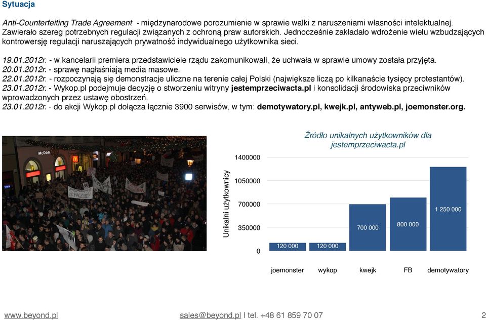 Jednocześnie zakładało wdrożenie wielu wzbudzających kontrowersję regulacji naruszających prywatność indywidualnego użytkownika sieci. 19.01.2012r.