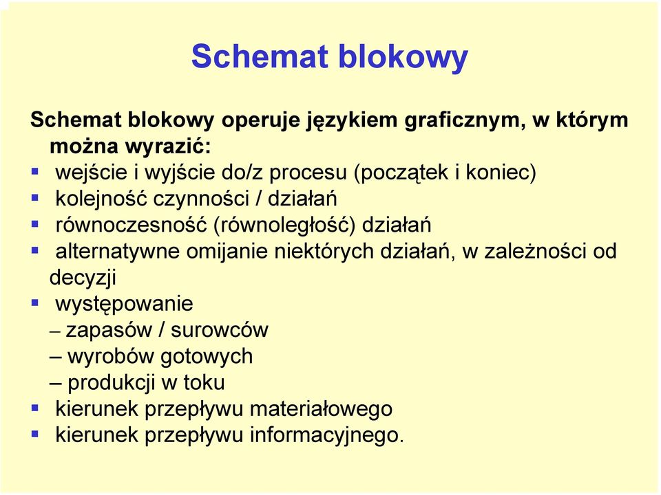 działań alternatywne omijanie niektórych działań, w zależności od decyzji występowanie zapasów /