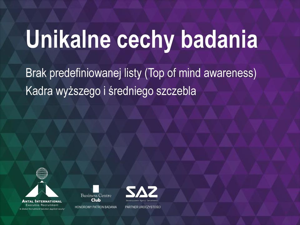 awareness) Kadra wyższego i średniego