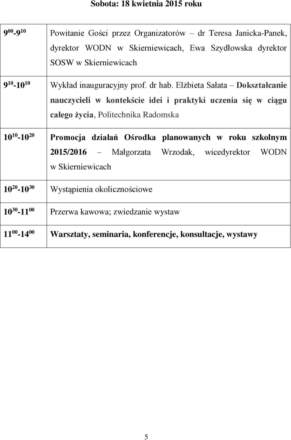 Elżbieta Sałata Dokształcanie nauczycieli w kontekście idei i praktyki uczenia się w ciągu całego życia, Politechnika Radomska 10 10-10 20