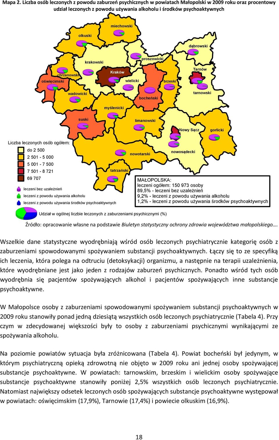 dąbrowski krakowski proszowicki oświęcimski chrzanowski Kraków wielicki brzeski Tarnów wadowicki bocheński tarnowski myślenicki suski limanowski Nowy Sącz gorlicki Liczba leczonych osób ogółem: do 2