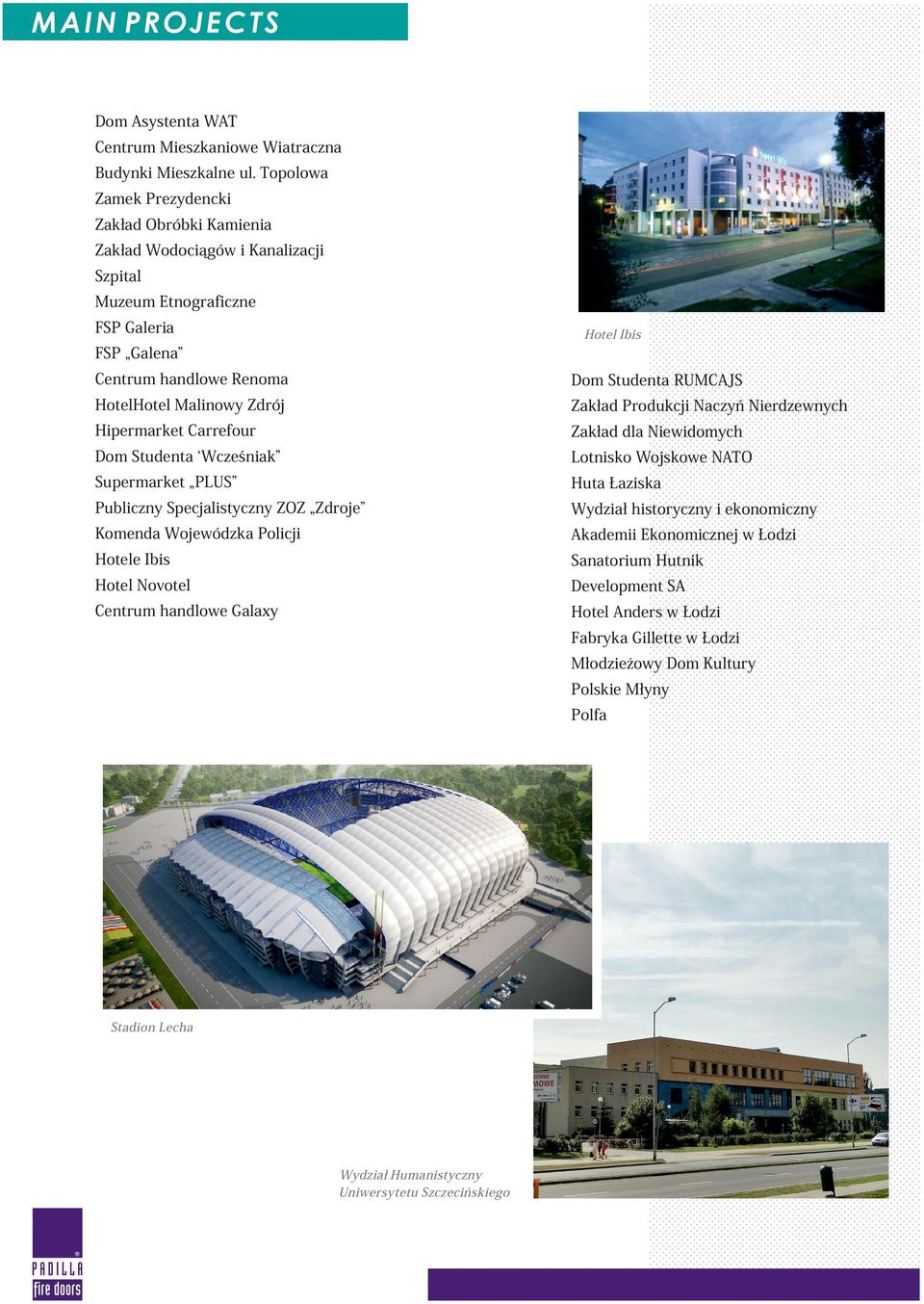 HotelHotel Malinowy Zdrój Zakład Produkcji Naczyń Nierdzewnych Hipermarket Carrefour Zakład dla Niewidomych Dom Studenta Wcześniak Lotnisko Wojskowe NATO Supermarket PLUS Huta Łaziska Publiczny