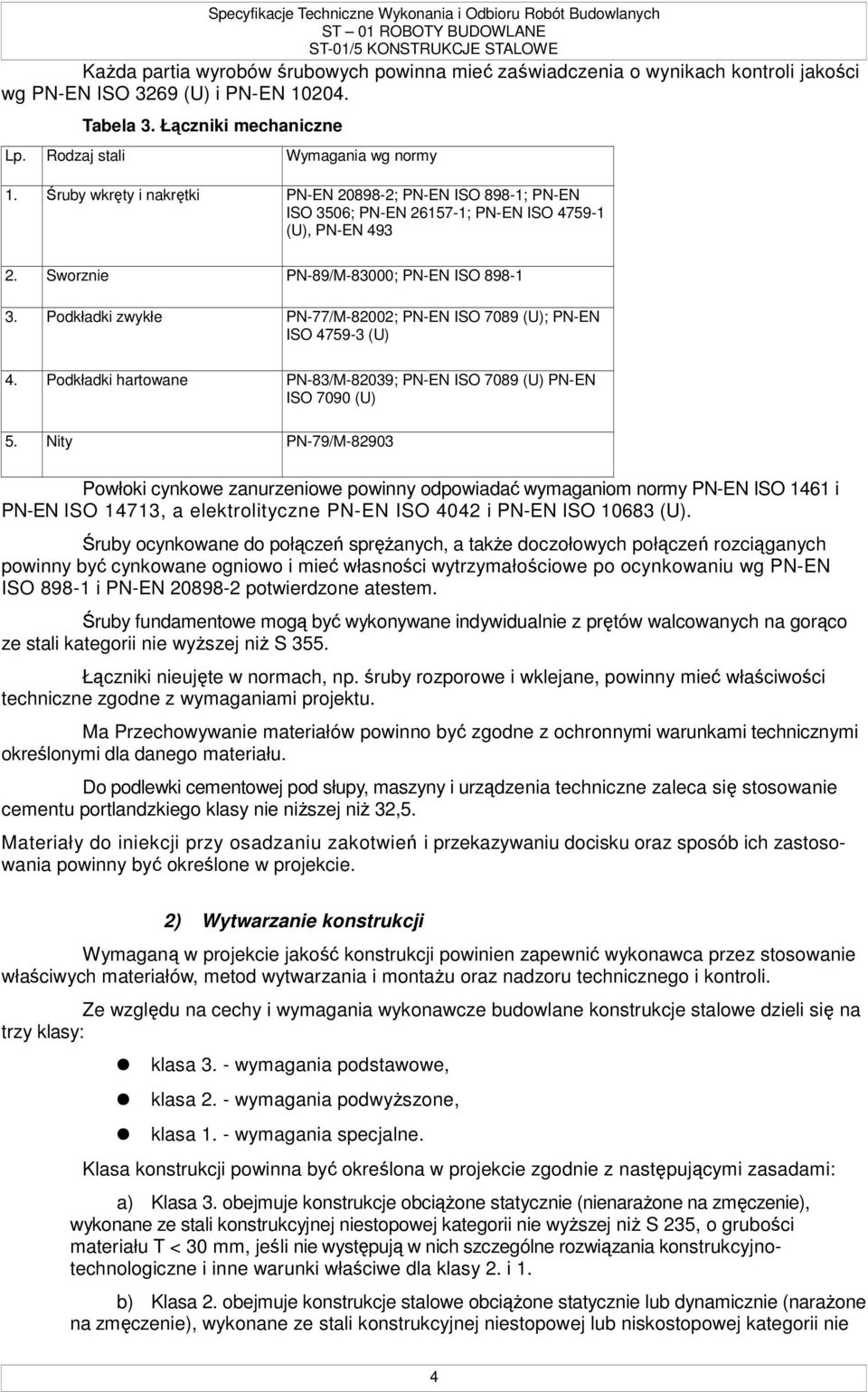 Podkładki zwykłe PN-77/M-82002; PN-EN ISO 7089 (U); PN-EN ISO 4759-3 (U) 4. Podkładki hartowane PN-83/M-82039; PN-EN ISO 7089 (U) PN-EN ISO 7090 (U) 5.