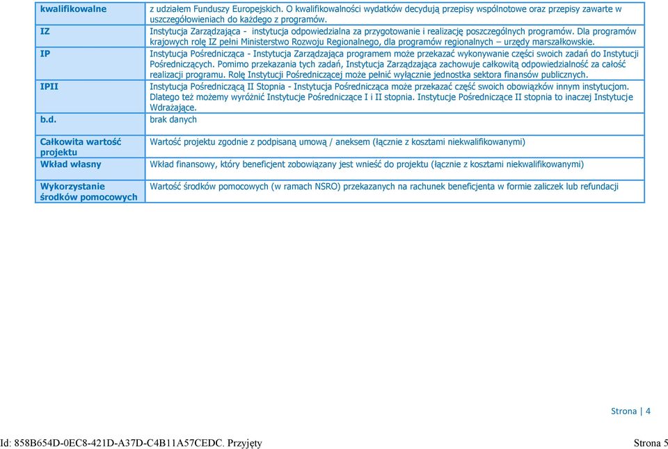 Instytucja Zarządzająca - instytucja odpowiedzialna za przygotowanie i realizację poszczególnych programów.