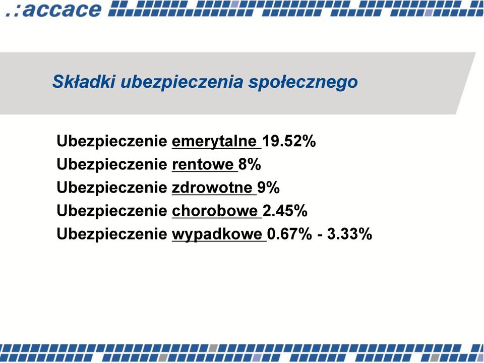 52% Ubezpieczenie rentowe 8% Ubezpieczenie