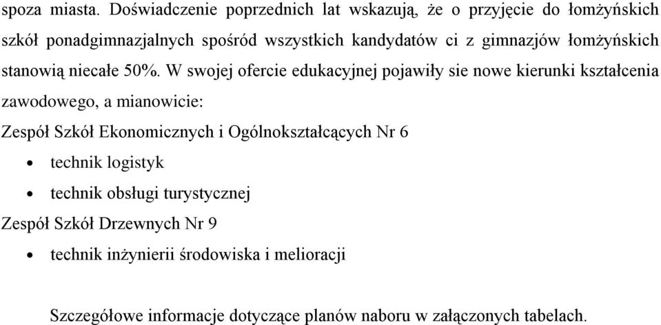 gimnazjów łomżyńskich stanowią niecałe 50%.