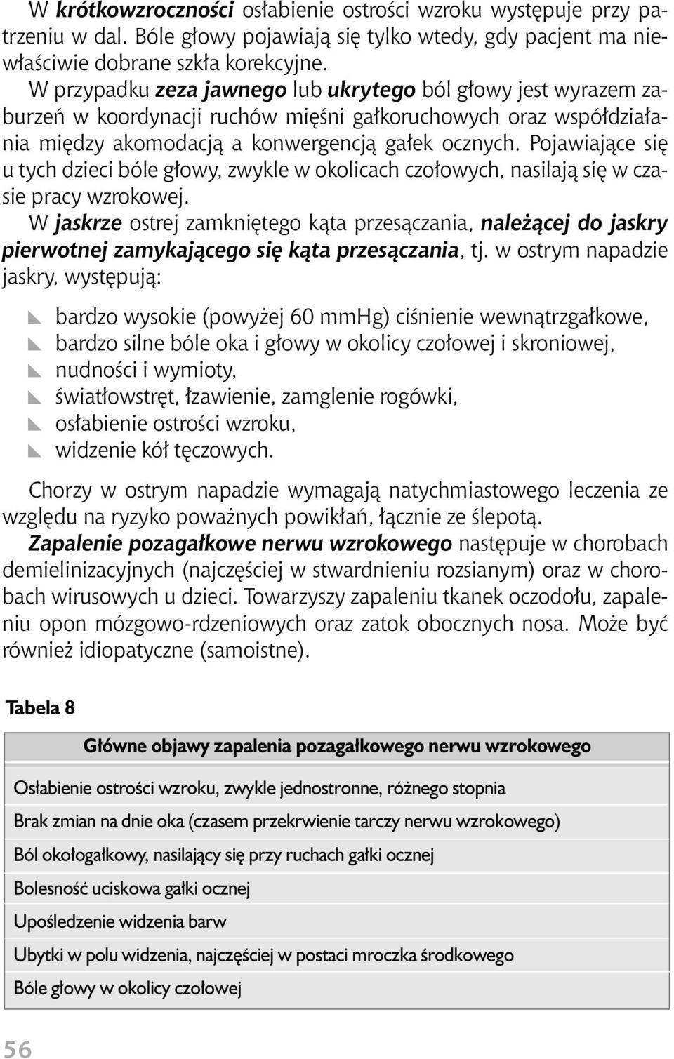 Pojawiajàce si u tych dzieci bóle g owy, zwykle w okolicach czo owych, nasilajà si w czasie pracy wzrokowej.