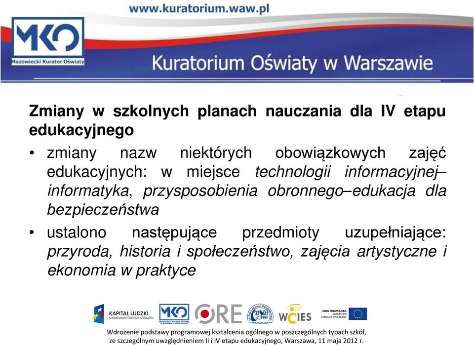 przysposobienia obronnego edukacja dla bezpieczeństwa ustalono następujące przedmioty