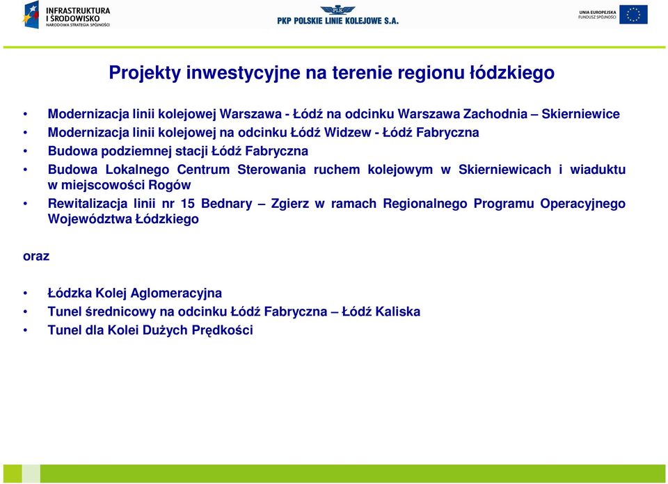 ruchem kolejowym w Skierniewicach i wiaduktu w miejscowości Rogów Rewitalizacja linii nr 15 Bednary Zgierz w ramach Regionalnego Programu