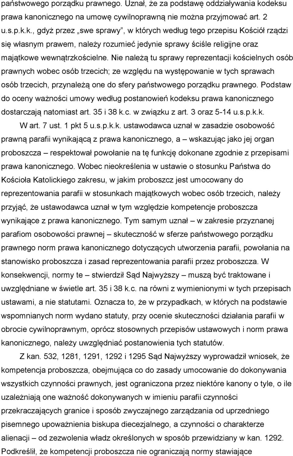Podstaw do oceny ważności umowy według postanowień ko