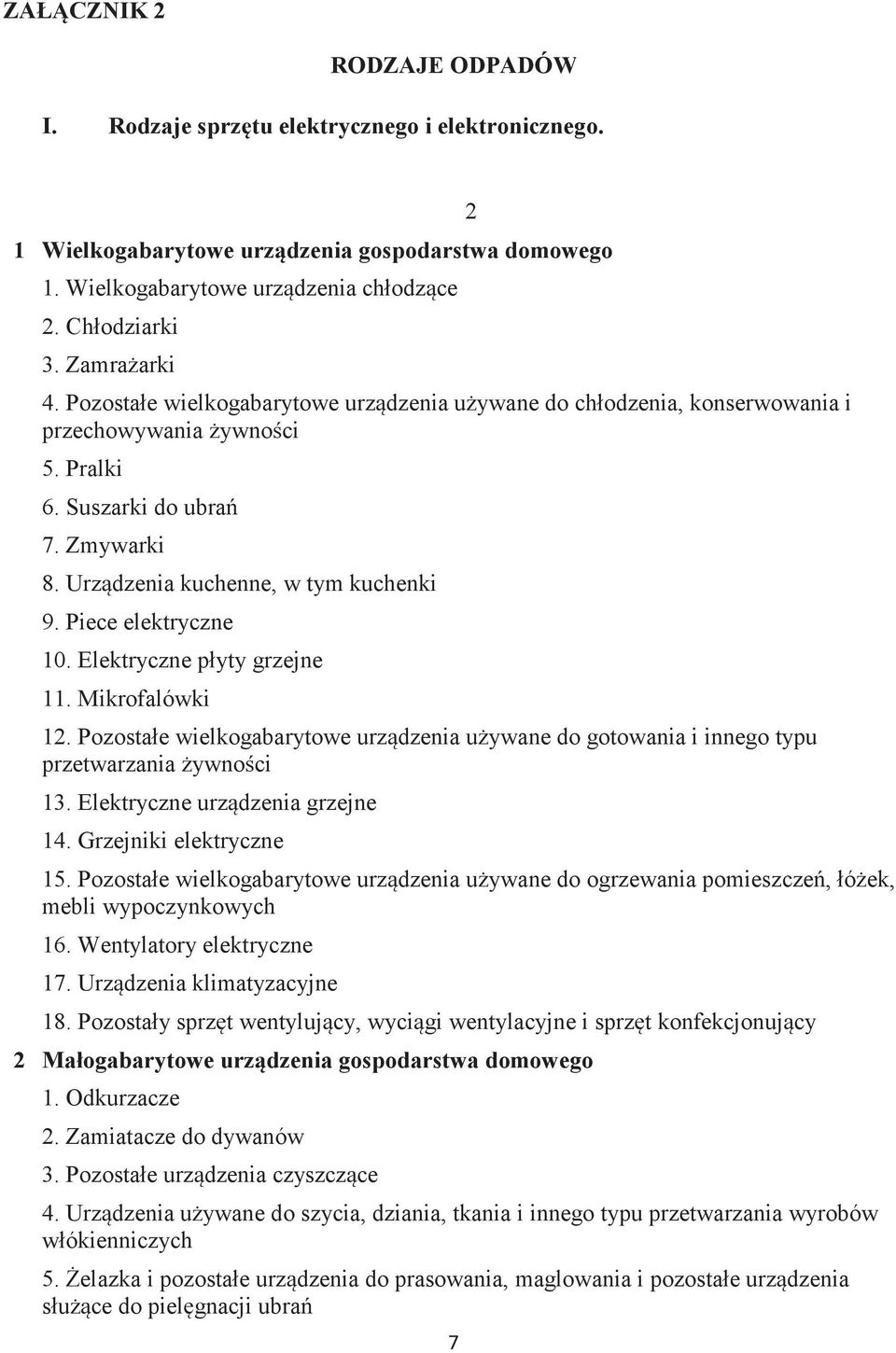 Piece elektryczne 10. Elektryczne płyty grzejne 11. Mikrofalówki 12. Pozostałe wielkogabarytowe urządzenia używane do gotowania i innego typu przetwarzania żywności 13.