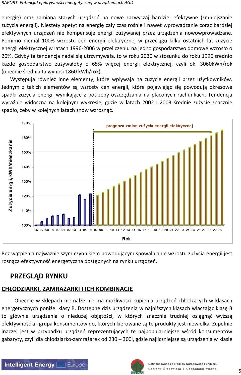 Pomimo niemal 100% wzrostu cen energii elektrycznej w przeciągu kilku ostatnich lat zużycie energii elektrycznej w latach 1996 2006 w przeliczeniu na jedno gospodarstwo domowe wzrosło o 20%.