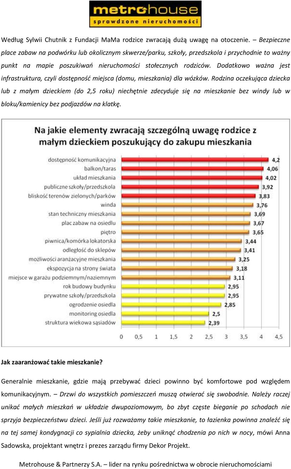 Dodatkowo ważna jest infrastruktura, czyli dostępnośd miejsca (domu, mieszkania) dla wózków.