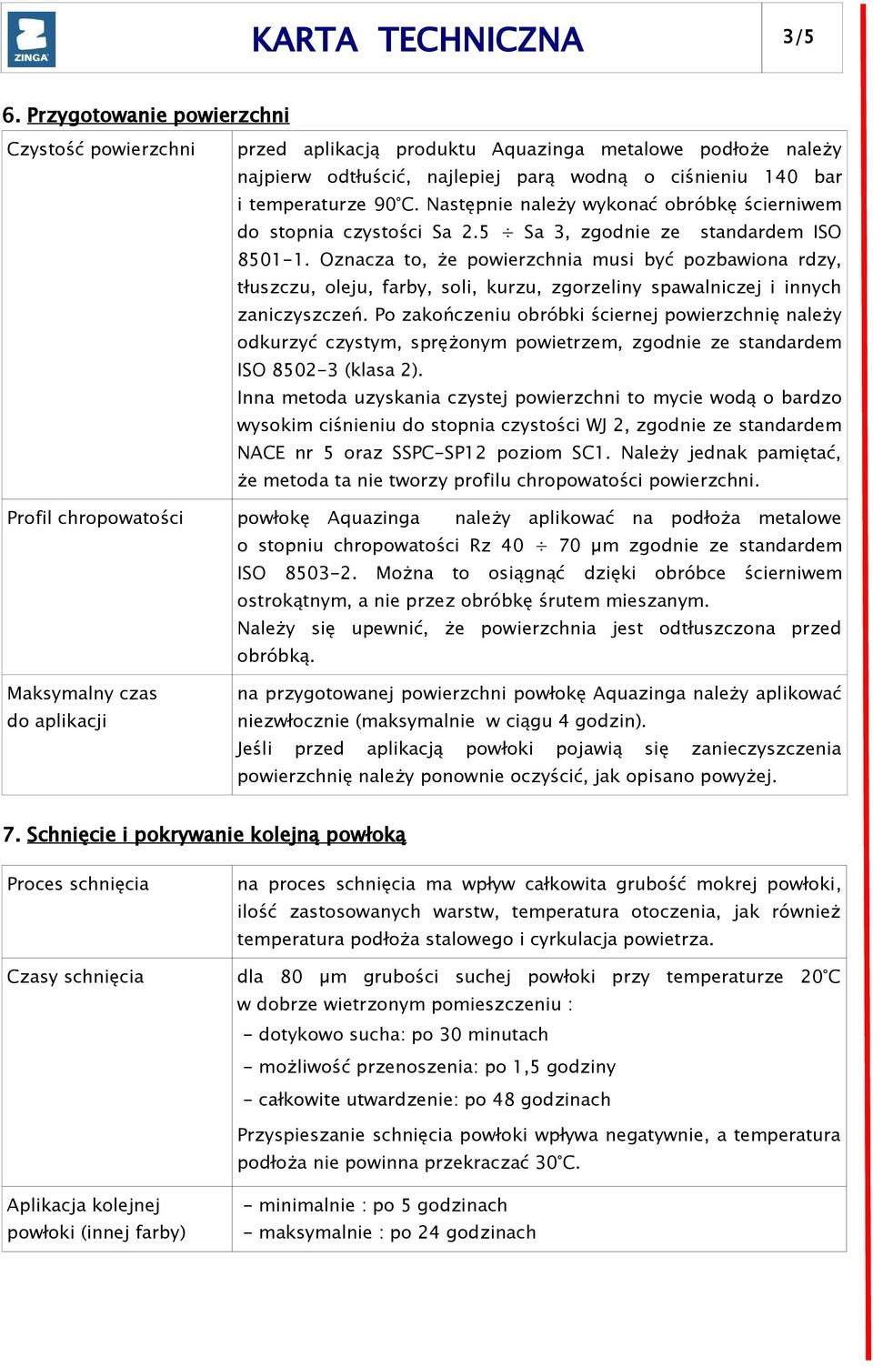 Oznacza to, że powierzchnia musi być pozbawiona rdzy, tłuszczu, oleju, farby, soli, kurzu, zgorzeliny spawalniczej i innych zaniczyszczeń.