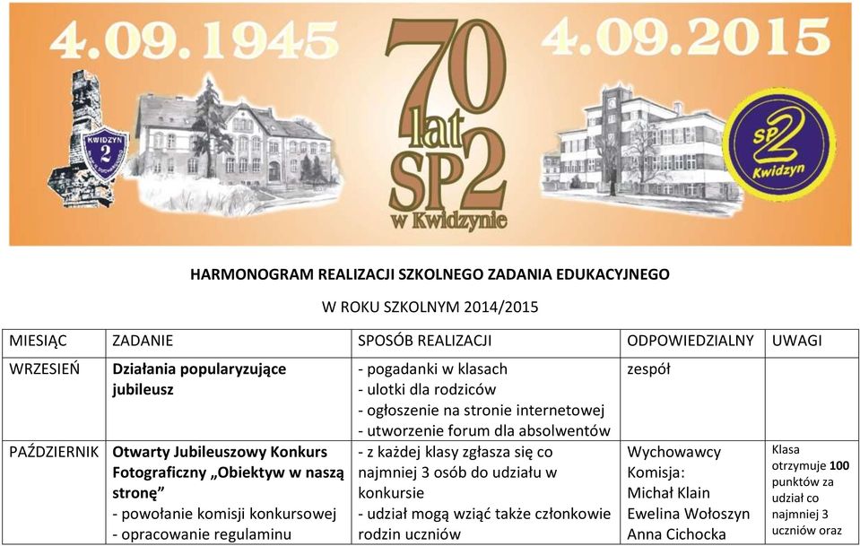 Konkurs Fotograficzny Obiektyw w naszą stronę - pogadanki w klasach - ulotki dla rodziców - ogłoszenie na