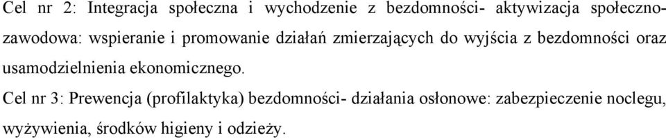 bezdomności oraz usamodzielnienia ekonomicznego.