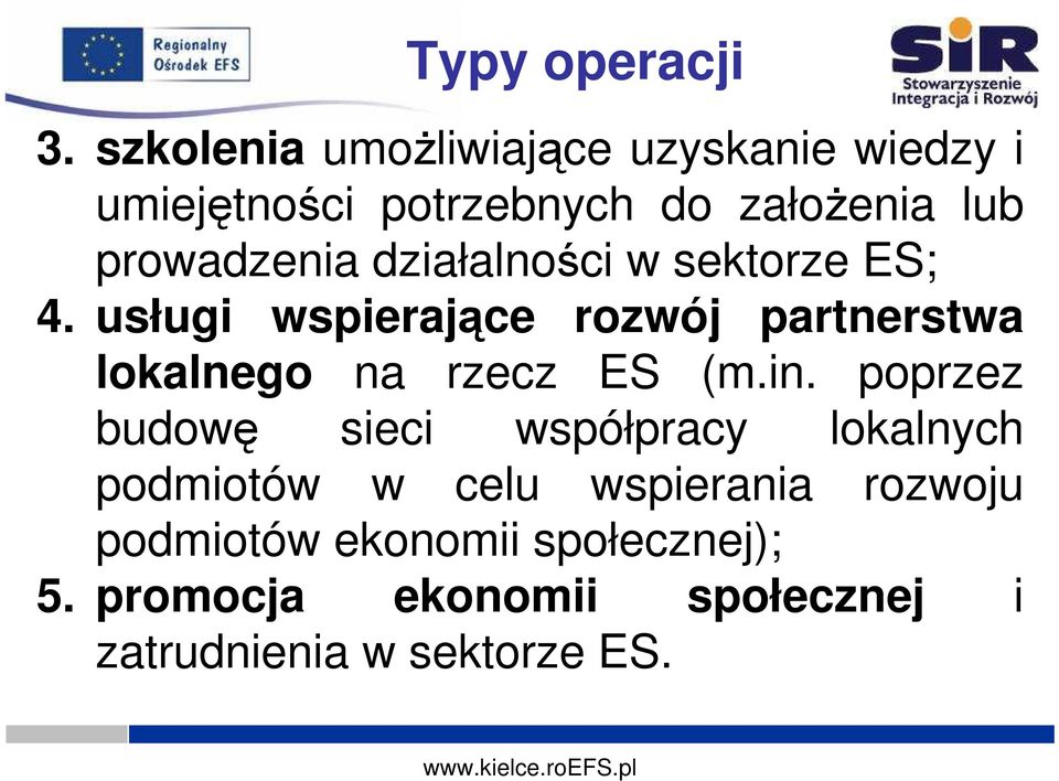 prowadzenia działalności w sektorze ES; 4.