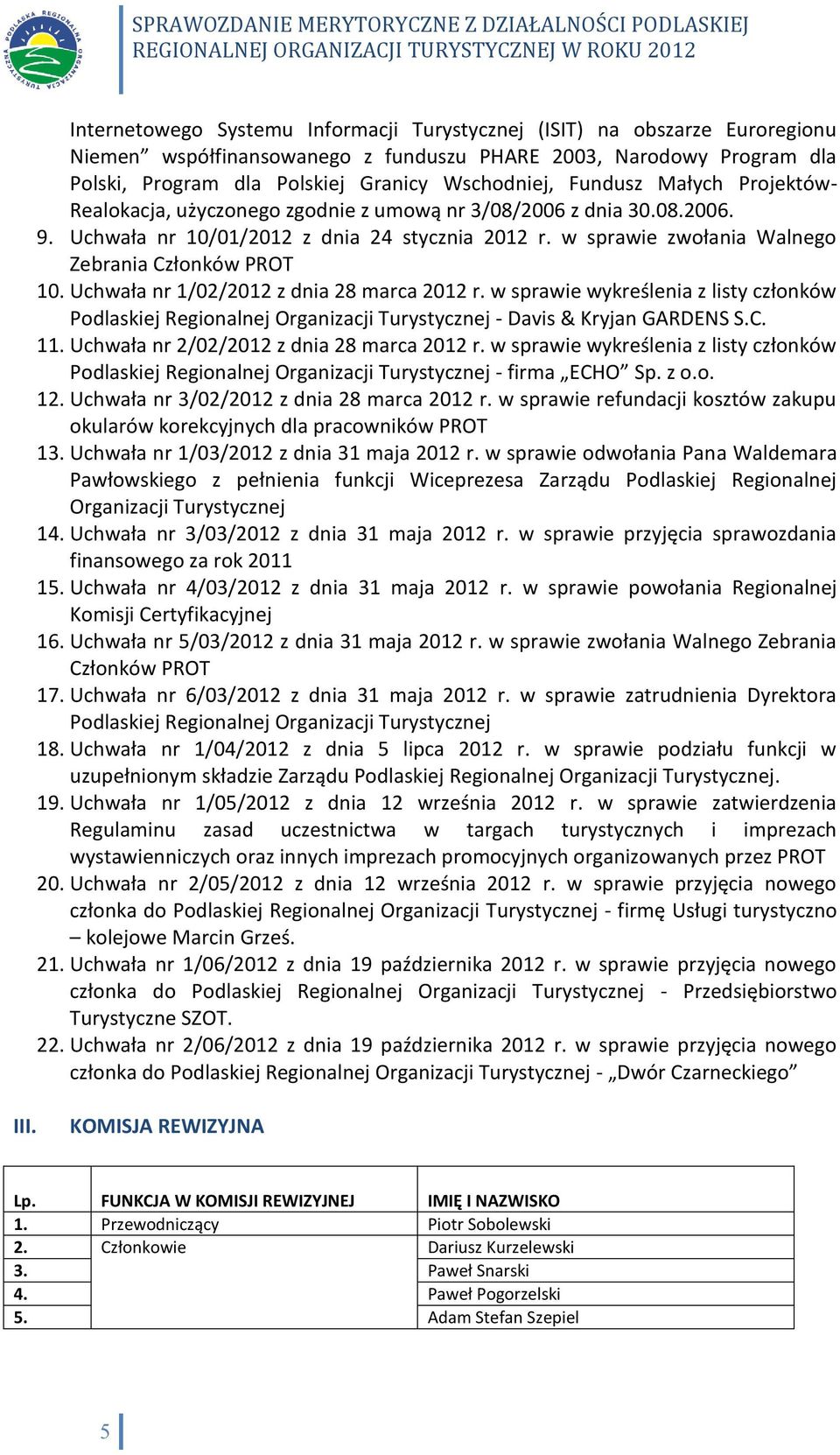 w sprawie zwołania Walnego Zebrania Członków PROT 10. Uchwała nr 1/02/2012 z dnia 28 marca 2012 r.