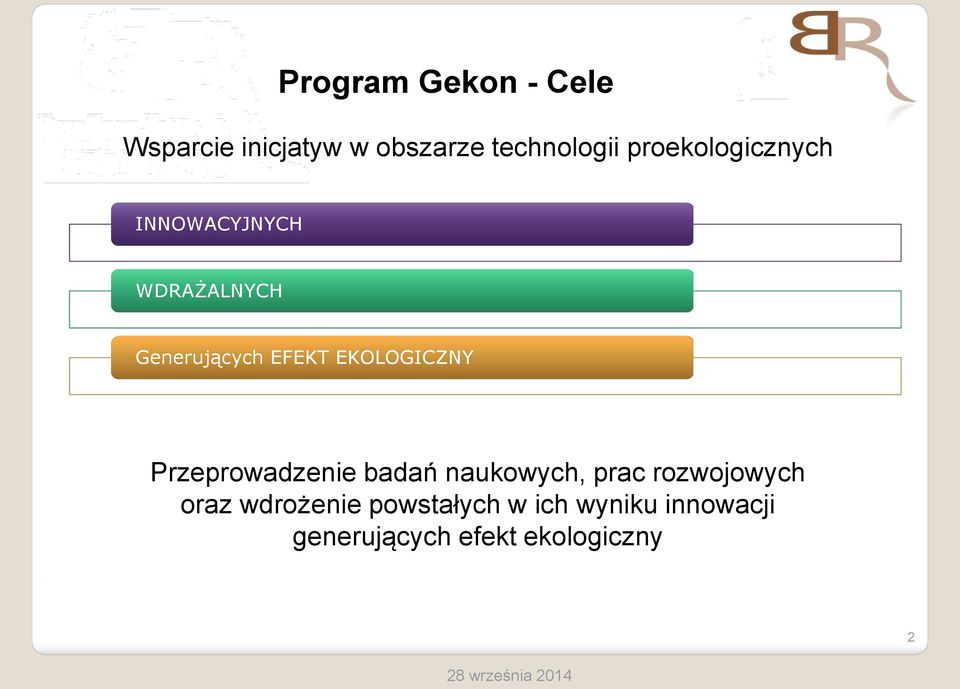 EKOLOGICZNY Przeprowadzenie badań naukowych, prac rozwojowych oraz